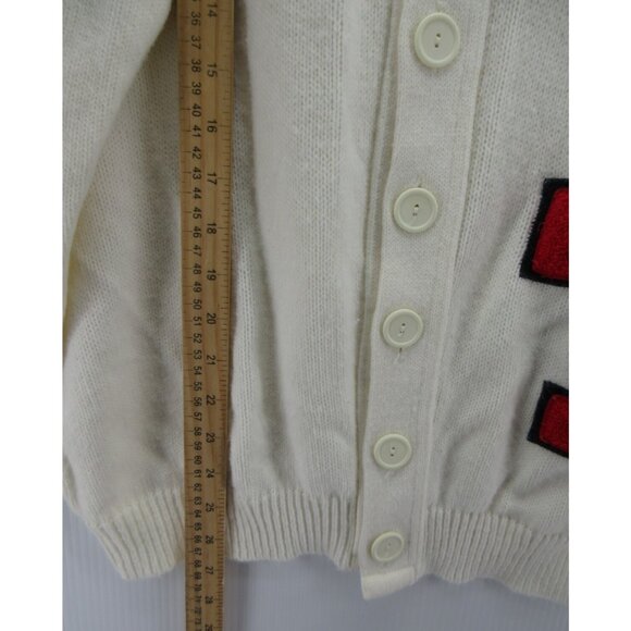 VINTAGE Letterman Cardigan Sweater Medium Cheer Team Varsity 80s USA - Picture 5 of 11